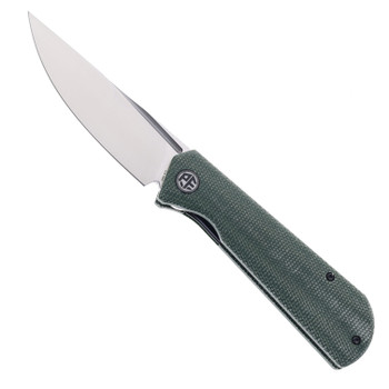 Petrified Fish Viking Folding Knife Green Micarta Handle K110 Plain Edge Satin Finish PFP07-GRMS