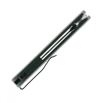 Petrified Fish Viking Folding Knife Green Micarta Handle K110 Plain Edge Satin Finish PFP07-GRMS