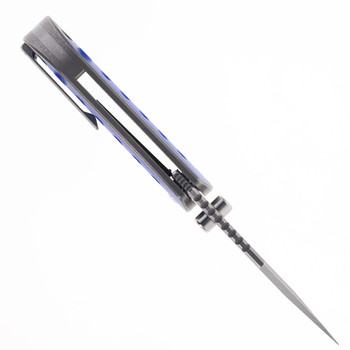 TwoSun Pocket Knife Titanium Handle Blue G10 Inlay K110 Blade Front Flipper TS422-BLU