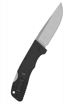 Schnitzel KVAR Outdoor Folder Pocket Knife Stonewashed 14c28n Steel Black G10 Handle SNL-04BSW