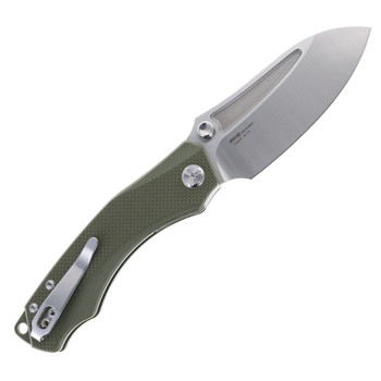 Twosun Folding Knife K110 Blade Green G10 Handle Plain Edge TS425-K110