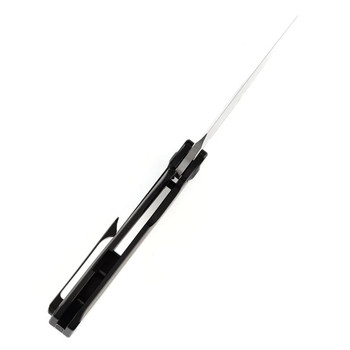 Kansept Loki Folding Knife Gray/Black Titanium Handle Damascus Plain Edge K1058A3