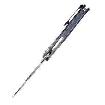 Kansept Cosmos Folding Knife Titanium/Timascus Handle 20CV Wharncliffe Plain Edge Satin Finish K1059A3