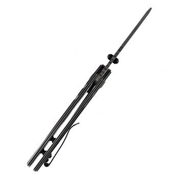 Kansept M Korvid Folding Knife Black Stonewash Titanium Handle Damascus Cleaver Plain Edge K2030C2U