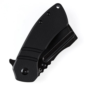 Discontinued Kansept M Korvid Folding Knife Black G10 Handle 154CM Cleaver Plain Edge Black Stonewash Finish T2030B1U