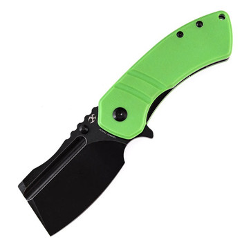 Kansept M Korvid Folding Knife Green G10 Handle 154CM Cleaver Plain Edge Black Stonewash Finish T2030B3U