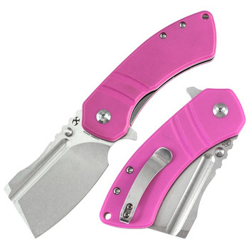 Kansept M Korvid Folding Knife Pink G10 Handle 154CM Cleaver Plain
