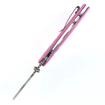 Kansept M Korvid Folding Knife Pink G10 Handle 154CM Cleaver Plain Edge Stonewash Finish T2030B4U