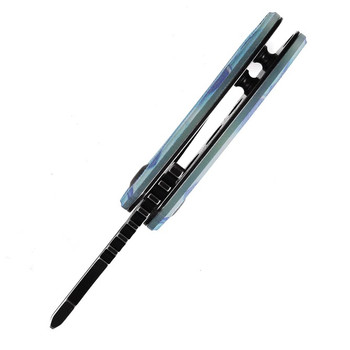 Discontinued Kansept Mini Korvid Folding Knife Jade G10/Icicle Camo Handle 154CM Cleaver Plain Edge Black Stonewash Finish T3030C2