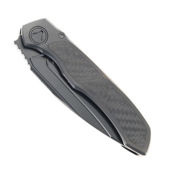 Microtech Anax Framelock Folding Knife Black Titanium/Carbon Fiber Handle Black DLC Steel Blade TiMCT190C1DLC