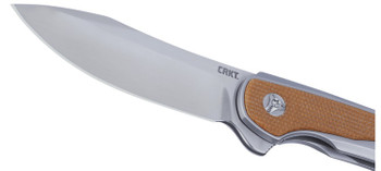 CRKT Padawan Folding Knife Brown Stainless Steel/Micarta Handle 14C28N Plain Edge Brush Finish 6070