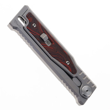 Reate EXO-M w/ Lock Folding Knife Black/Red Gmascus Inlay Handle Elmax Tanto Plain Satin Finish
