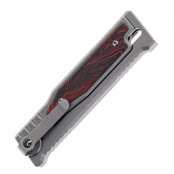 Reate EXO-M w/ Lock Folding Knife Black/Red Gmascus Inlay Handle Elmax Tanto Plain Satin Finish