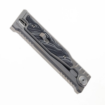 Reate EXO-M w/ Lock Folding Knife Black/White Gmascus Inlay Handle Elmax Tanto Plain Satin Finish