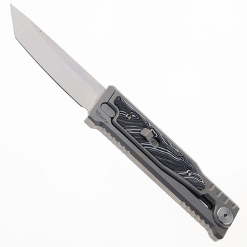 Reate EXO-M w/ Lock Folding Knife Black/White Gmascus Inlay Handle Elmax Tanto Plain Satin Finish
