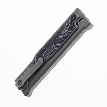 Reate EXO-M w/ Lock Folding Knife Black/White Gmascus Inlay Handle Elmax Drop Point Satin Finish