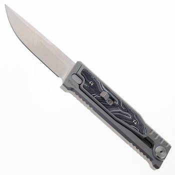 Reate EXO-M w/ Lock Folding Knife Black/White Gmascus Inlay Handle Elmax Drop Point Satin Finish