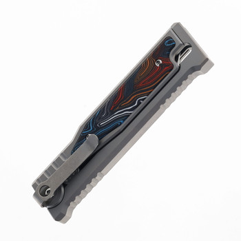 Reate EXO-M w/ Lock Folding Knife Multi-Color Gmascus Inlay Handle Elmax Drop Point Satin Finish