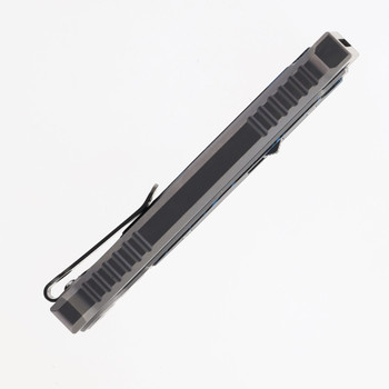 Reate EXO-M w/ Lock Folding Knife Blue/Black Gmascus Inlay Handle Elmax Double Edge Satin Finish