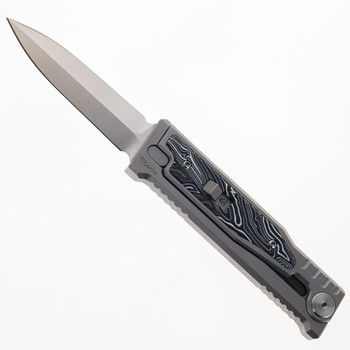 Reate EXO-M w/ Lock Folding Knife White/Black Gmascus Inlay Handle Elmax Double Edge Satin Finish Reate EXO-M w/ Lock Folding Knife White/Black Gmascus Inlay Handle Elmax Double Edge Satin Finish