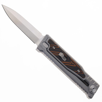 Reate EXO-M w/ Lock Folding Knife Orange/Black Gmascus Inlay Handle Elmax Double Edge Satin Finish