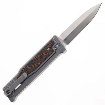 Reate EXO-M w/ Lock Folding Knife Orange/Black Gmascus Inlay Handle Elmax Double Edge Satin Finish