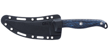 CRKT Clever Girl Fixed Blade Knife Blue Marbled G10 Handle SK-5 Serrated Edge Plain Black Blade 2709B