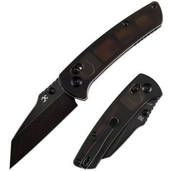 Kansept Main Street Folding Knife Brown Acrylic Handle 154CM Wharncliffe Plain Black Blade T1015V8