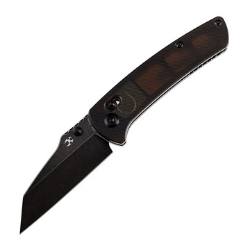 Kansept Main Street Folding Knife Brown Acrylic Handle 154CM Wharncliffe Plain Black Blade T1015V8