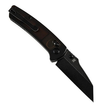 Kansept Main Street Folding Knife Brown Acrylic Handle 154CM Wharncliffe Plain Black Blade T1015V8