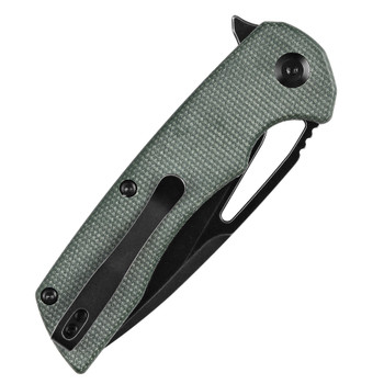 Kansept Kryo Folding Knife Green Micarta Handle 12C28N Plain Edge Black Stonewash Finish T1001M2