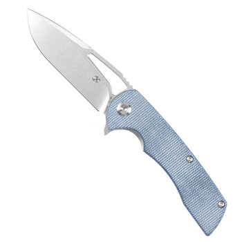 Kansept Kryo Folding Knife Blue Micarta Handle 12C28N Plain Edge Stonewash Finish T1001M3