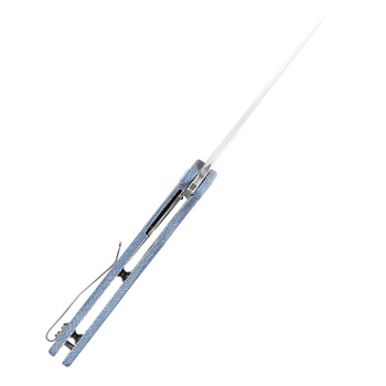 Kansept Kryo Folding Knife Blue Micarta Handle 12C28N Plain Edge Stonewash Finish T1001M3