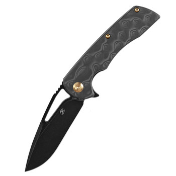 Kansept Kryo Folding Knife Black Rose Pattern Carbon Fiber Handle S35VN Plain Edge Black Stonewash Finish K1001M1