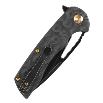 Kansept Kryo Folding Knife Black Rose Pattern Carbon Fiber Handle S35VN Plain Edge Black Stonewash Finish K1001M1