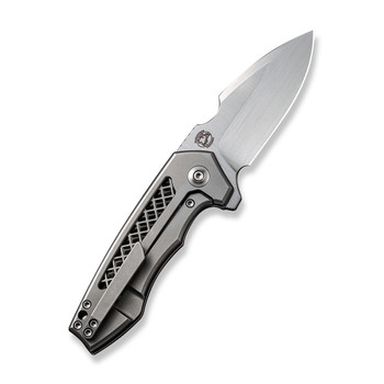WE Harpen Folding Knife Gray Titanium Handle 20CV Modified Drop Point Plain Edge Hand Rubbed Satin Finish WE23019-4