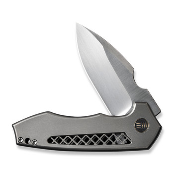 WE Harpen Folding Knife Gray Titanium Handle 20CV Modified Drop Point Plain Edge Hand Rubbed Satin Finish WE23019-4