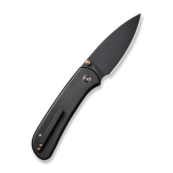 WE Qubit Folding Knife Black Titanium Handle 20CV Drop Point Plain Edge Black Stonewash Finish WE22030F-1