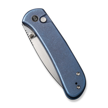 WE Qubit Folding Knife Blue Titanium Handle 20CV Drop Point Plain Edge Hand Rubbed Satin Finish WE22030F-3