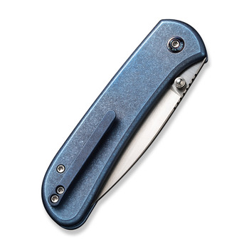 WE Qubit Folding Knife Blue Titanium Handle 20CV Drop Point Plain Edge Hand Rubbed Satin Finish WE22030F-3