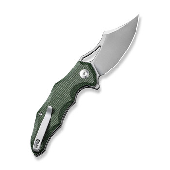 CIVIVI Chiro Folding Knife Green Canvas Micarta Handle 14C28N Clip Point Plain Edge Satin Finish C23046-2
