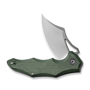 CIVIVI Chiro Folding Knife Green Canvas Micarta Handle 14C28N Clip Point Plain Edge Satin Finish C23046-2