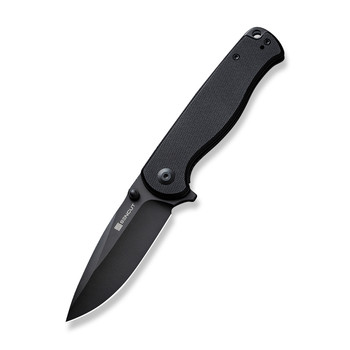 Sencut Errant Folding Knife Black G10 Handle 9Cr18MoV Drop Point Plain Black Blade S23054B-1