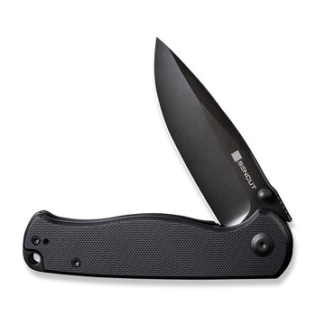 Sencut Errant Folding Knife Black G10 Handle 9Cr18MoV Drop Point Plain Black Blade S23054B-1