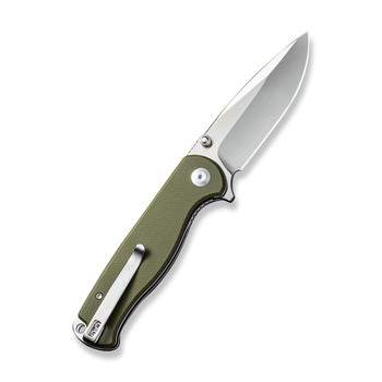Sencut Errant Folding Knife OD Green G10 Handle 9Cr18MoV Drop Point Plain Edge Satin Finish S23054B-2