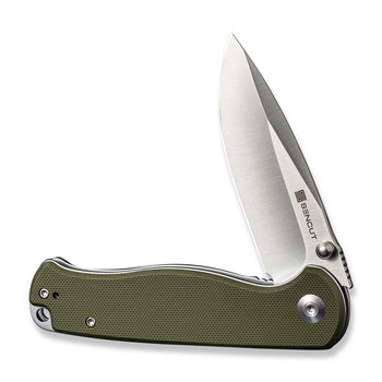 Sencut Errant Folding Knife OD Green G10 Handle 9Cr18MoV Drop Point Plain Edge Satin Finish S23054B-2