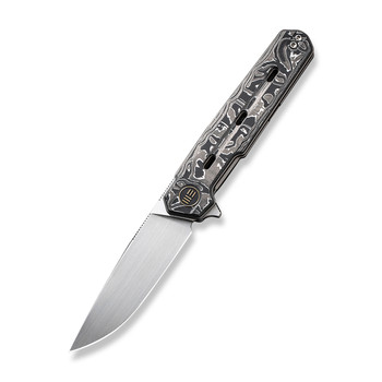 WE Navo Folding Knife Black/White Aluminum Foil Carbon Fiber Handle 20CV Drop Point Plain Edge Hand Rubbed Satin Finish WE22026-6 WE Navo Folding Knife Black/White Aluminum Foil Carbon Fiber Handle 20CV Drop Point Plain Edge Hand Rubbed Satin Finish WE22026-6
