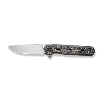 WE Navo Folding Knife Black/White Aluminum Foil Carbon Fiber Handle 20CV Drop Point Plain Edge Hand Rubbed Satin Finish WE22026-6 WE Navo Folding Knife Black/White Aluminum Foil Carbon Fiber Handle 20CV Drop Point Plain Edge Hand Rubbed Satin Finish WE22026-6