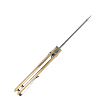 Kizer Sheepdog C01C Pocket Knife 3V Blade Button Lock Brass Handle V4488BC2