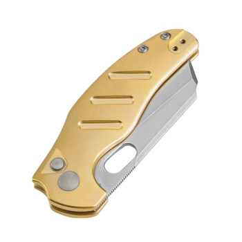 Kizer Sheepdog C01C Pocket Knife 3V Blade Button Lock Brass Handle V4488BC2